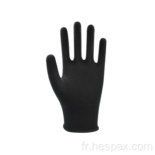 HESPAX Gants de protection de travail respirant en nylon noir tricoté